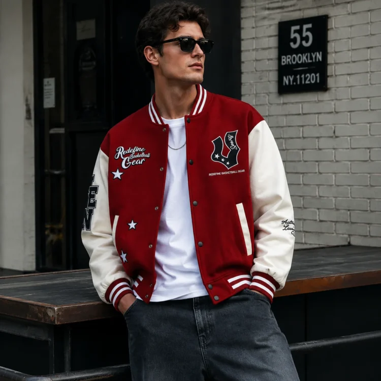 Veste Baseball Bordeaux Brodée