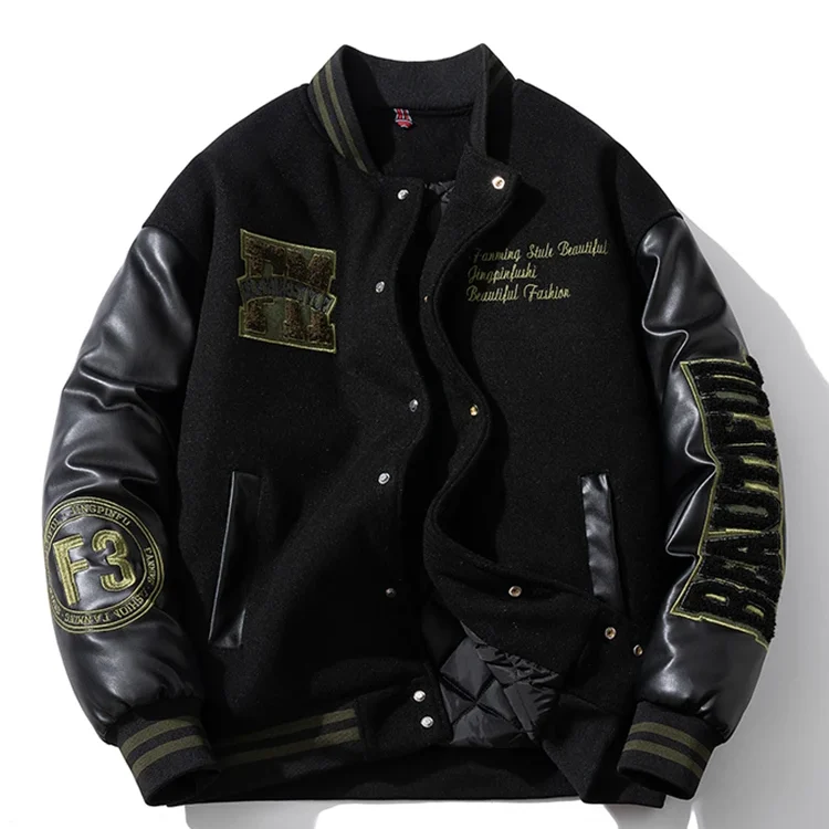 Veste Universitaire Manches Cuir